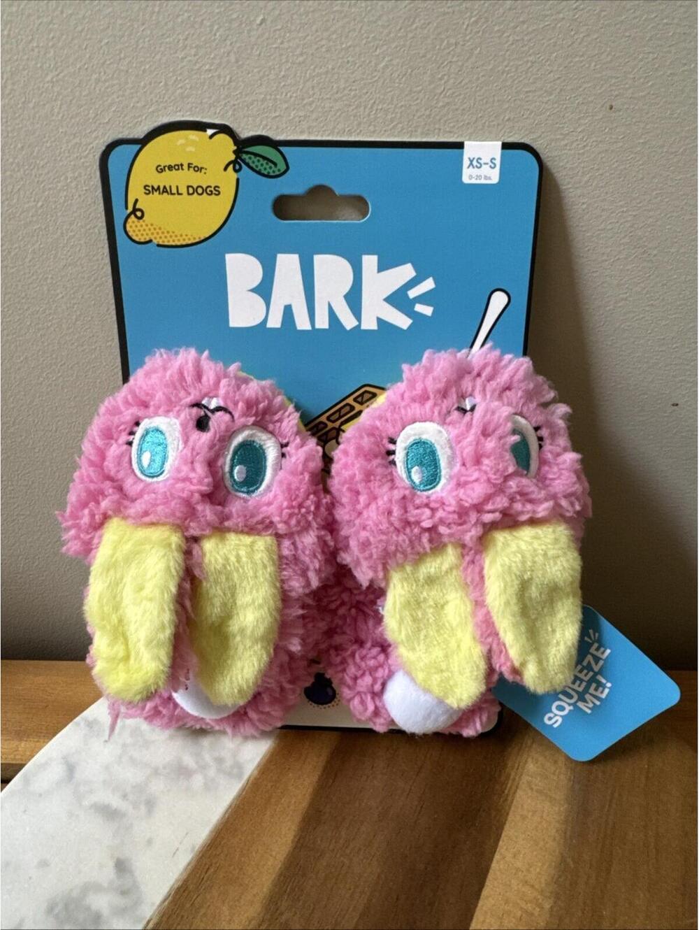 Bark FLOPSY & BOPSIE SLIPPIES Bunny Slippers Squeaky Dog Toy New BINAC6